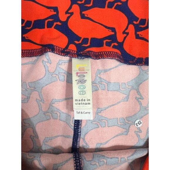 LuLaRoe Women's Orange & Blue Tall & Curvy Duck TIghts - Picture 5 of 6